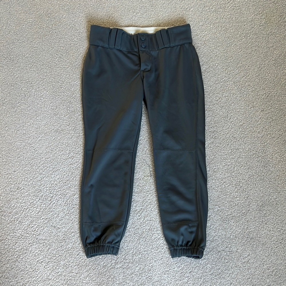 CHAMPRO Girls Gray Softball Pants, Size Large